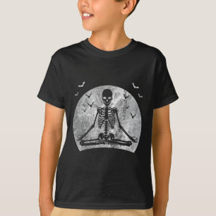 Camiseta Meditação do esqueleto Yoga Lover Halloween Custo