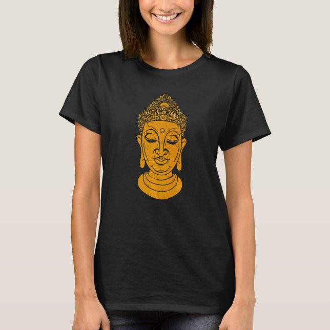 Camiseta meditação e ioga com cabeça de Buda (Frente)