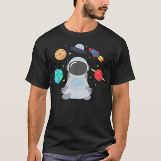 Camiseta Meditação Espacial Engraçada Astronauta Planetas Y