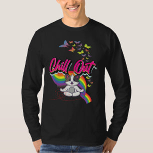Camiseta Meditação Gráfica De Meditação De Gato Gato Gato-G