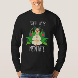 Camiseta Meditação Não Odeia Meditar Cute Llama Fazendo Yog