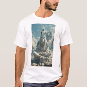 Camiseta Meditação Pacífica Cavalo Branco Antropomórfico T-