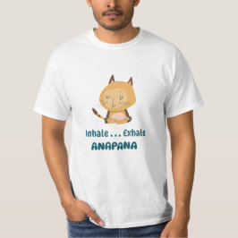 Camiseta Meditação por Inalação de Gato de Cartoon Anapana