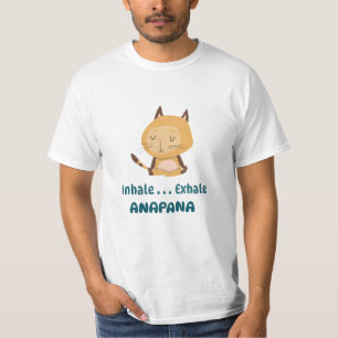 Camiseta Meditação por Inalação de Gato de Cartoon Anapana