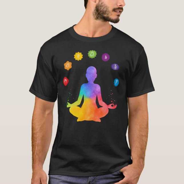 Camiseta Meditação Sete Chakras Presente Espiritual Mágico (Frente)