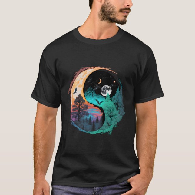 Camiseta Meditação Taoismo Yin Yang Símbolo Na Nature Taiji (Frente)