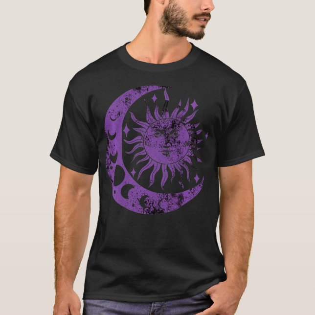 Camiseta Meditação Yin Yang Sun Moon Espanta Roxo (Frente)