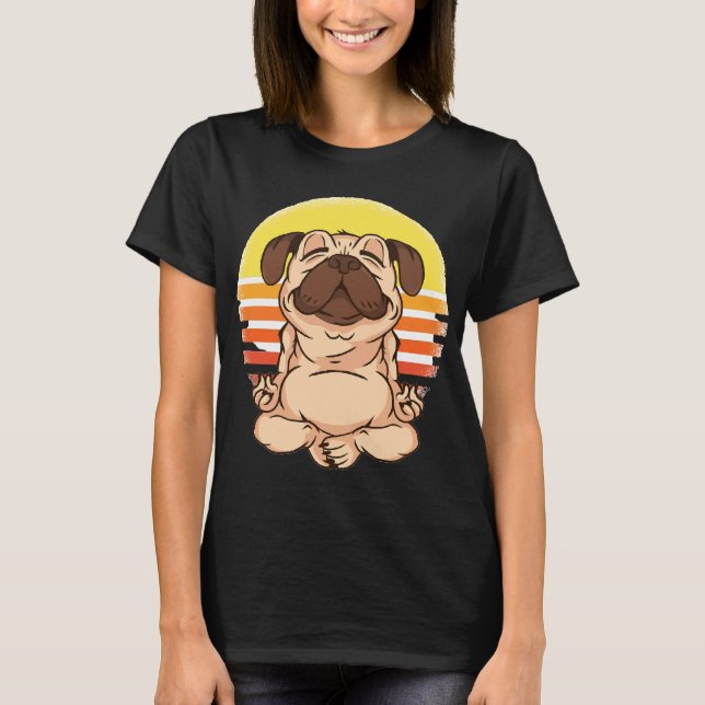 Camiseta Meditação Yoga Pug Dog (Frente)