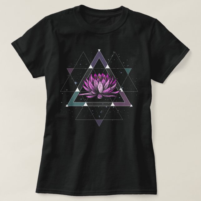 Camiseta Meditação Yoga Sagrada Geometria Sagrada da Flor L (Frente do Design)