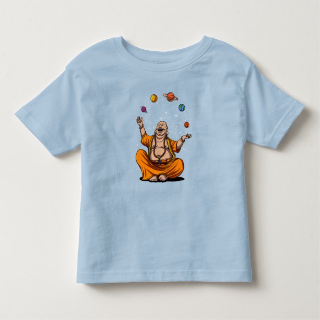 Camiseta Meditação Zen Yoga Buddha Fazendo Malabarismo Com  (Frente)