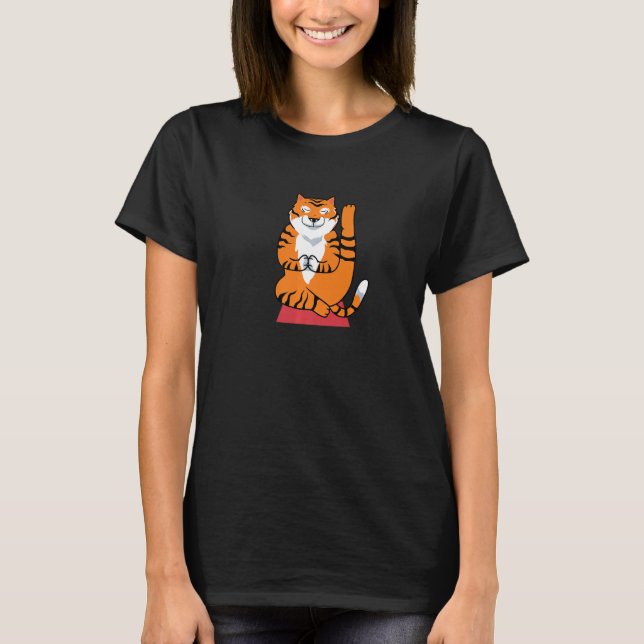 Camiseta Meditating statue tiger relaxation mindfulness yog (Frente)