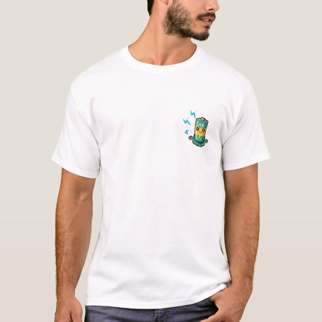 Camiseta Meditating Zen Battery Mascot with Sparkly Eyes (Frente)