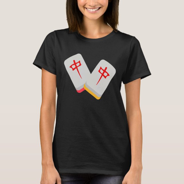 Camiseta Medium Mahjong - Azulejo Engraçado Mídia De Roupas (Frente)