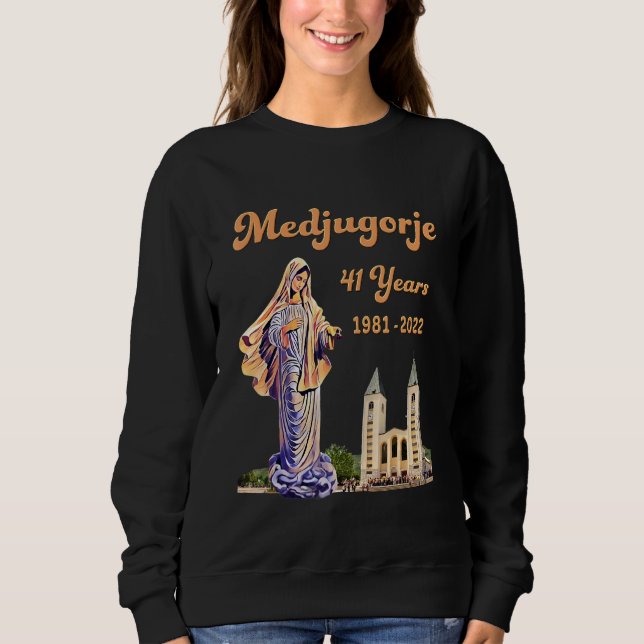 Camiseta Medjugorje 41 Anos Estátua De Nossa Senhora Rainha (Frente)