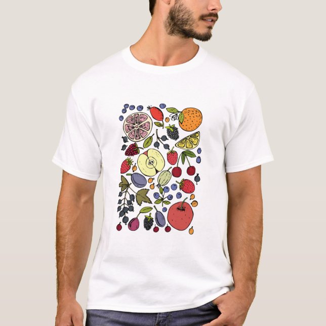 Camiseta "Medley de Frutas Coloridas" (Frente)