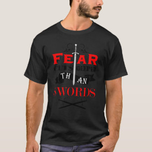 Camiseta Medo Corta Mais Profundo Que Espadas Vermelho Pret