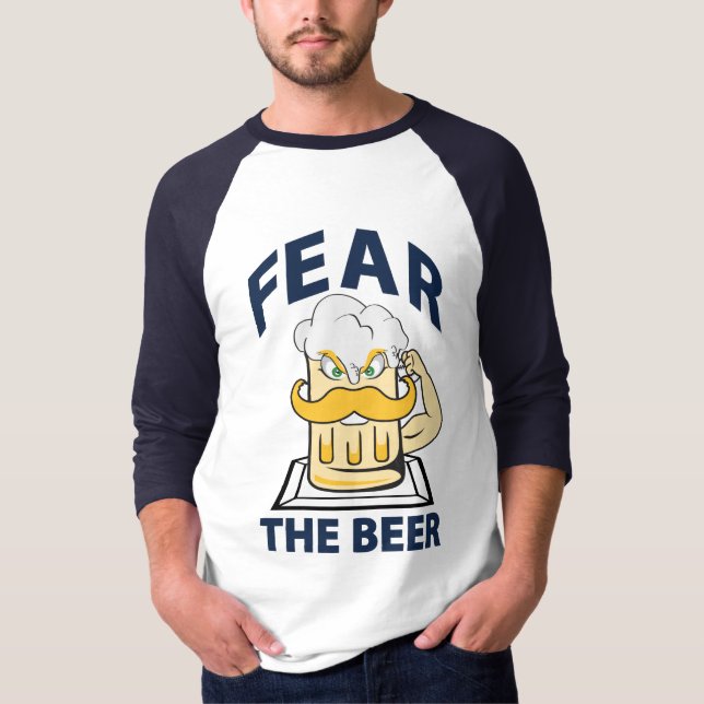 Camiseta Medo da Beer Baseball, Blue Lettering, Jersey (Frente)