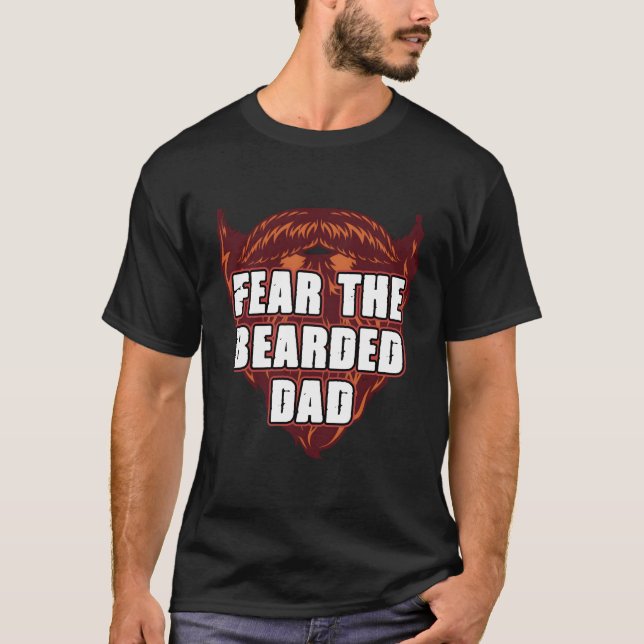 Camiseta Medo do bigode humor barbudo no Pai (Frente)