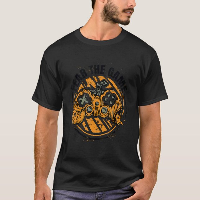 Camiseta Medo Do Jogo Pumkin Halloween Gaming Costume (Frente)