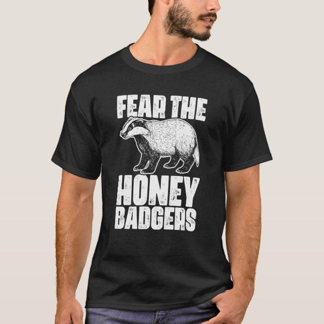 Camiseta Medo Dos Maçarangas De Mel De Maçal Para Uma Ratel (Frente)