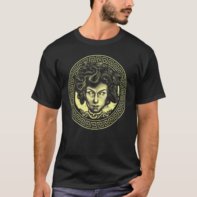 Camiseta Medusa Cabeça Face Mídia Grega Cobra Deusa Mito (Frente)