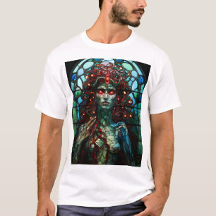 Camiseta Medusa - Estilo de Tiffany da Janela de Vidro Este