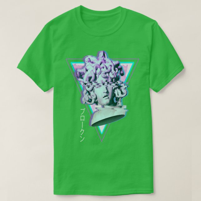 Camiseta Medusa Glitch Synthwave 90s - estética (Frente do Design)