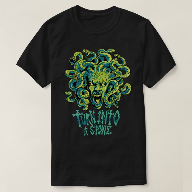 Camiseta Medusa Transforma-Se Em Pedra (Frente do Design)