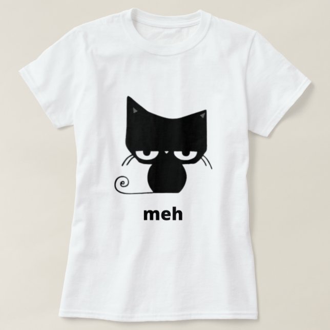 Camiseta Mee Black Cat Engraçado (Frente do Design)