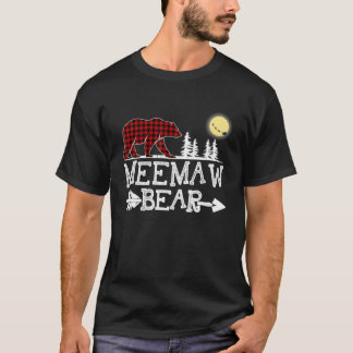 Camiseta Meemaw Bear Christmas Pajama Red Xadrez Buffalo