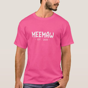 Camiseta Meemaw Est 2024 Lola Dia da Mãe Nova Avó Pregna