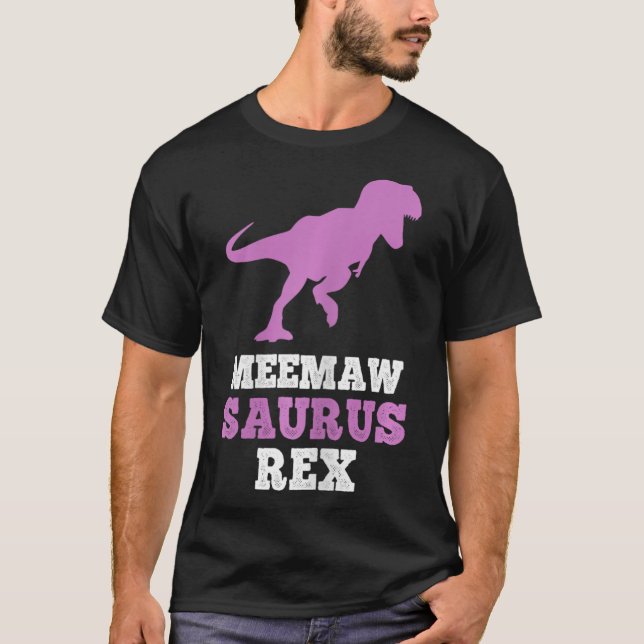 Camiseta Meemaw-saurus Rex Dino Dinossauro Meemawsaurus Eng (Frente)