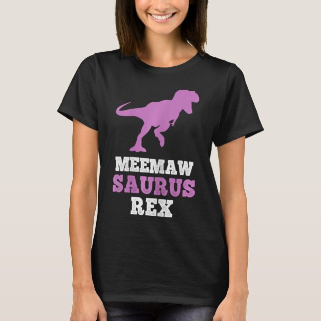 Camiseta Meemaw-saurus Rex Dino Dinossauro Meemawsaurus Eng (Frente)