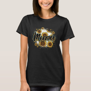 Camiseta Meemee Cow Impressão Sunflower Dia de as mães Flor
