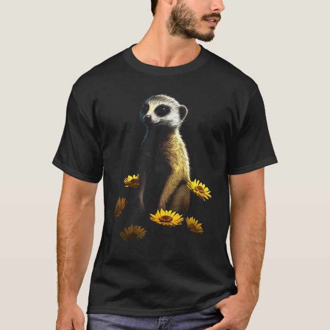 Camiseta Meerkat Artwork  Animal Flowers Animal Meerkat (Frente)