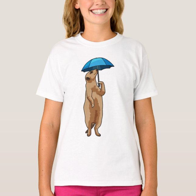 Camiseta Meerkat com guarda-chuva (Frente)