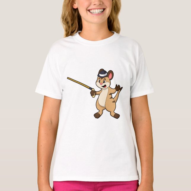 Camiseta Meerkat com palito de chapéu e caminhada (Frente)