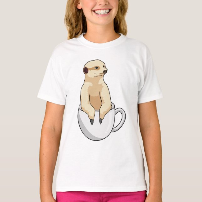 Camiseta Meerkat com Taça de Café (Frente)
