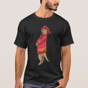Camiseta Meerkat como bombeiro com capacete
