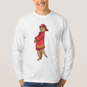 Camiseta Meerkat como bombeiro com capacete