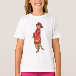 Camiseta Meerkat como bombeiro com capacete
