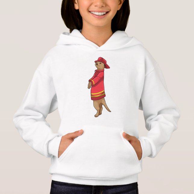 Camiseta Meerkat como bombeiro com capacete (Frente)