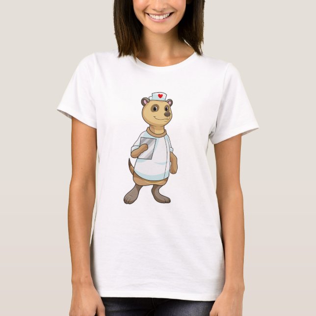 Camiseta Meerkat como enfermeira com coração (Frente)