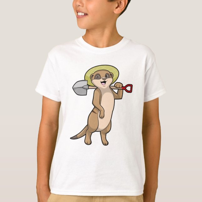 Camiseta Meerkat como fazendeiro com pá (Frente)