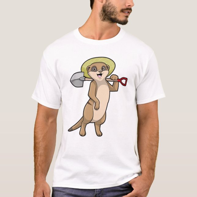 Camiseta Meerkat como fazendeiro com pá (Frente)