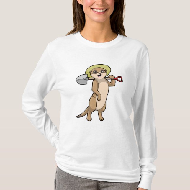 Camiseta Meerkat como fazendeiro com pá (Frente)