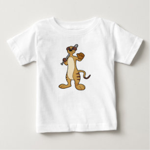 Camiseta Meerkat como jogador de beisebol com bastão de bei