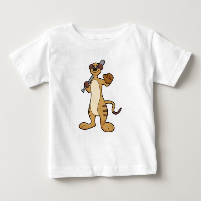 Camiseta Meerkat como jogador de beisebol com bastão de bei (Frente)