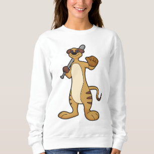 Camiseta Meerkat como jogador de beisebol com bastão de bei