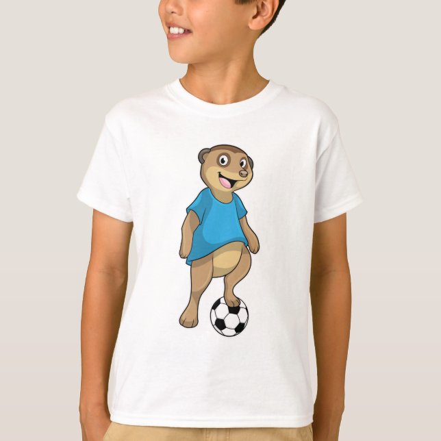 Camiseta Meerkat como jogador de futebol com futebol (Frente)
